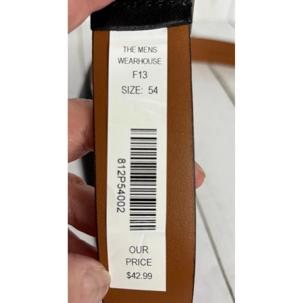 Mens Wearhouse Black Full Grain Italian Leather Dress Belt Size‎ 54 41810X-02